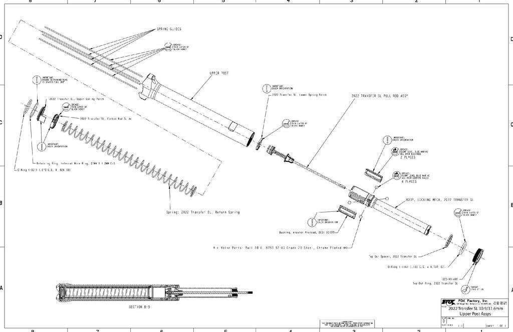 Fox Transfer SL upper post – 75mm Black Ano
