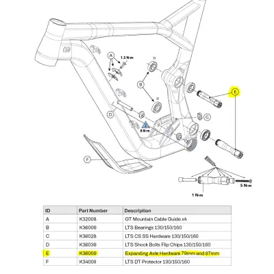 Expanding Axle Hardware 79mm and 87mm