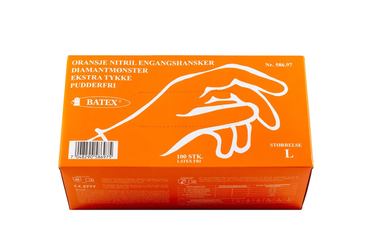 Batex Engangshanske Oransje Nitril – Medium 1-farget trykk - Bilde 2