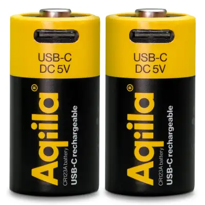 Aqiila Rechargable CR123A Battery 2-pack