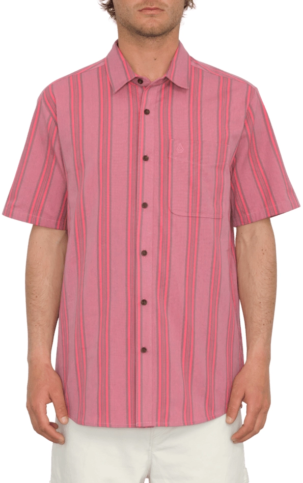 Volcom Newbar Stripe SS - Rød