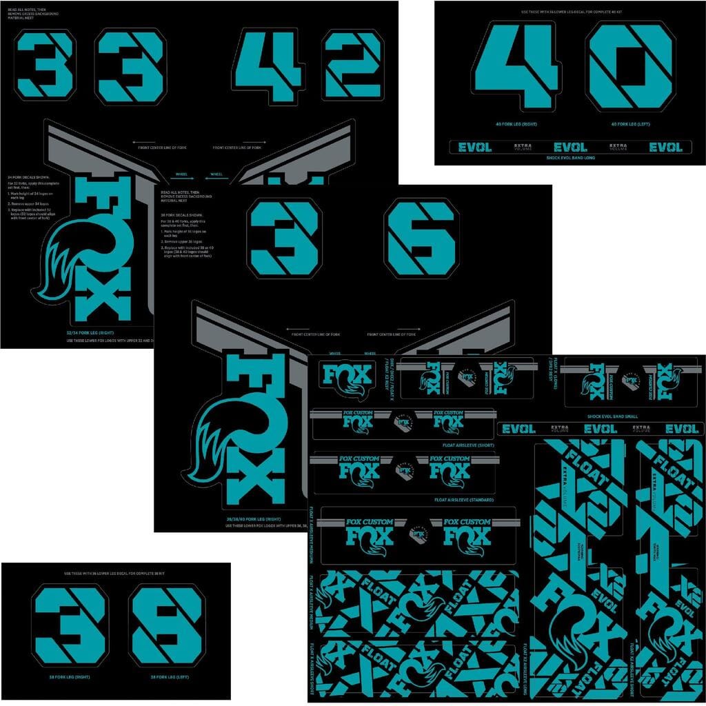 Fox Decal Fork and Shock Kit - turquoise