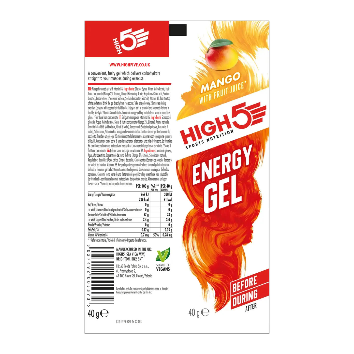HIGH5 EnergyGel Mango - Bilde 2