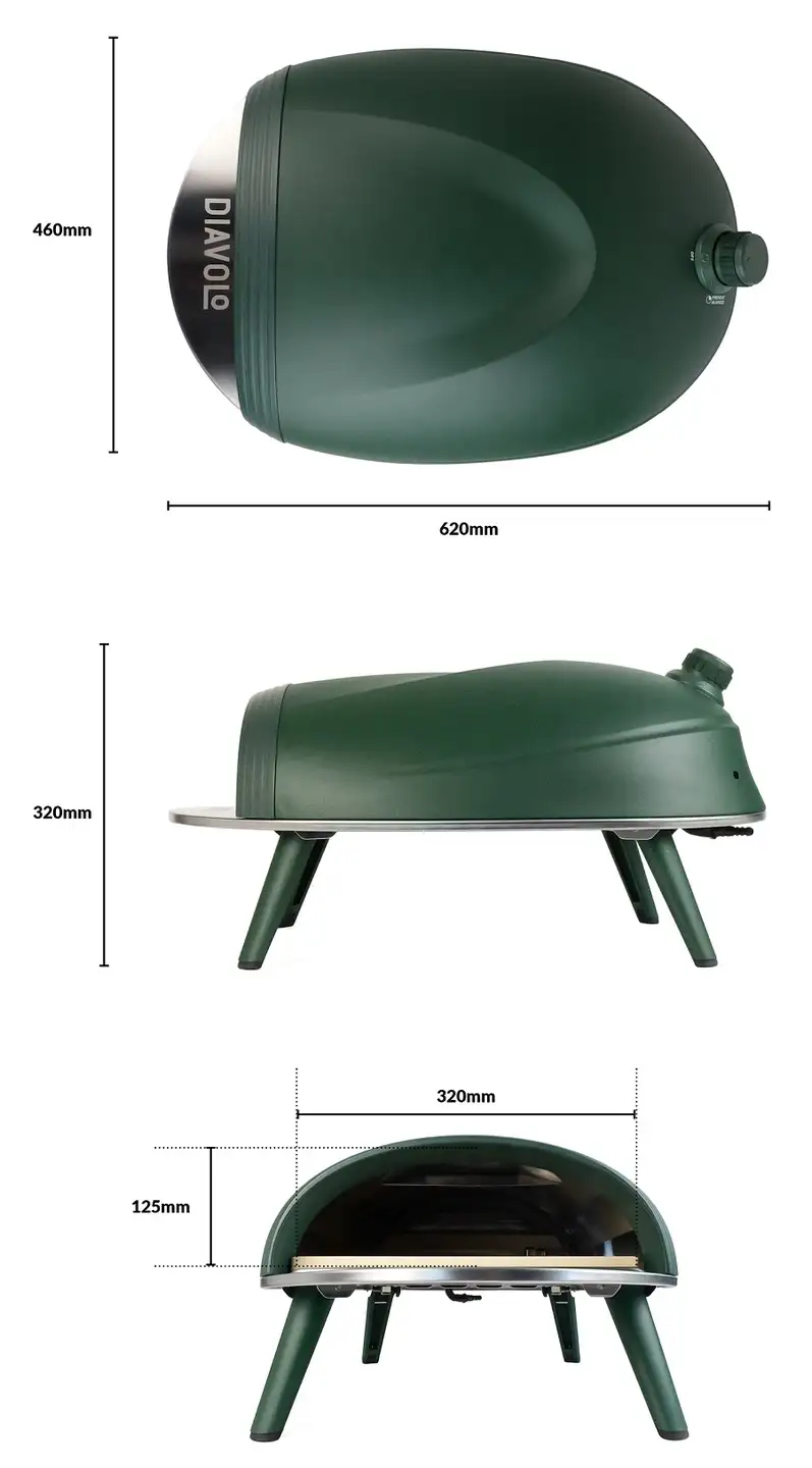 Delivita Diavolo Gas-Fired Pizza Oven – Green - Bilde 14