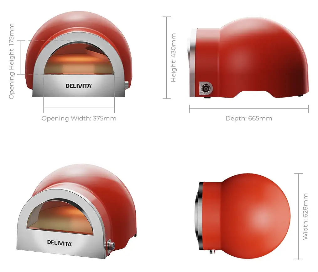 Delivita Flow Dual-Fuel Pizza Oven – Chilli Red - Bilde 11