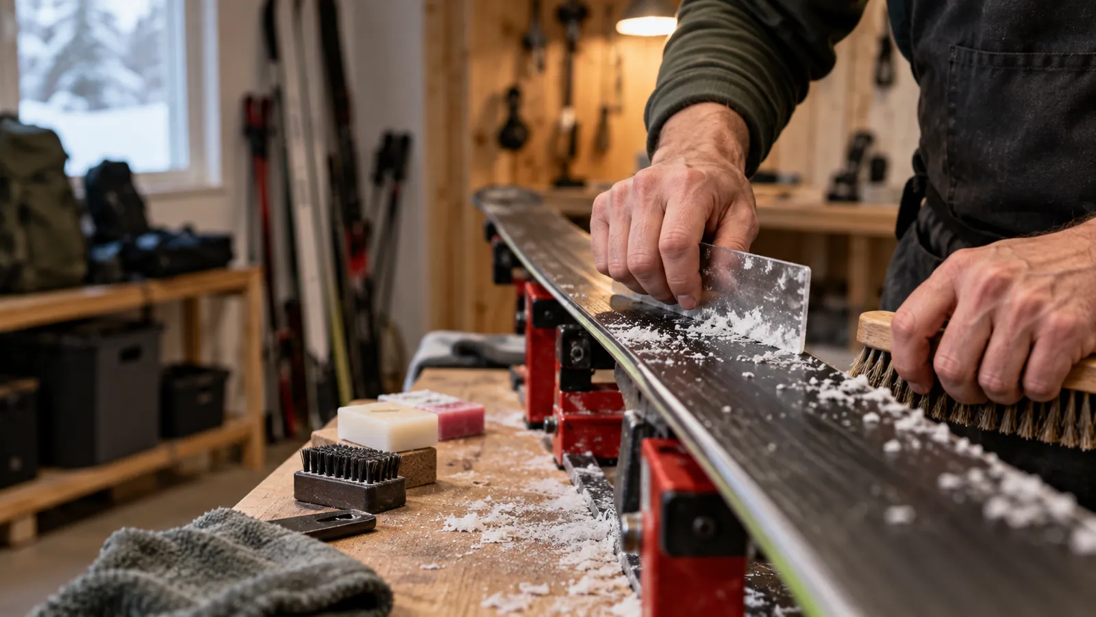 Prepp av alpinski på verkstedet