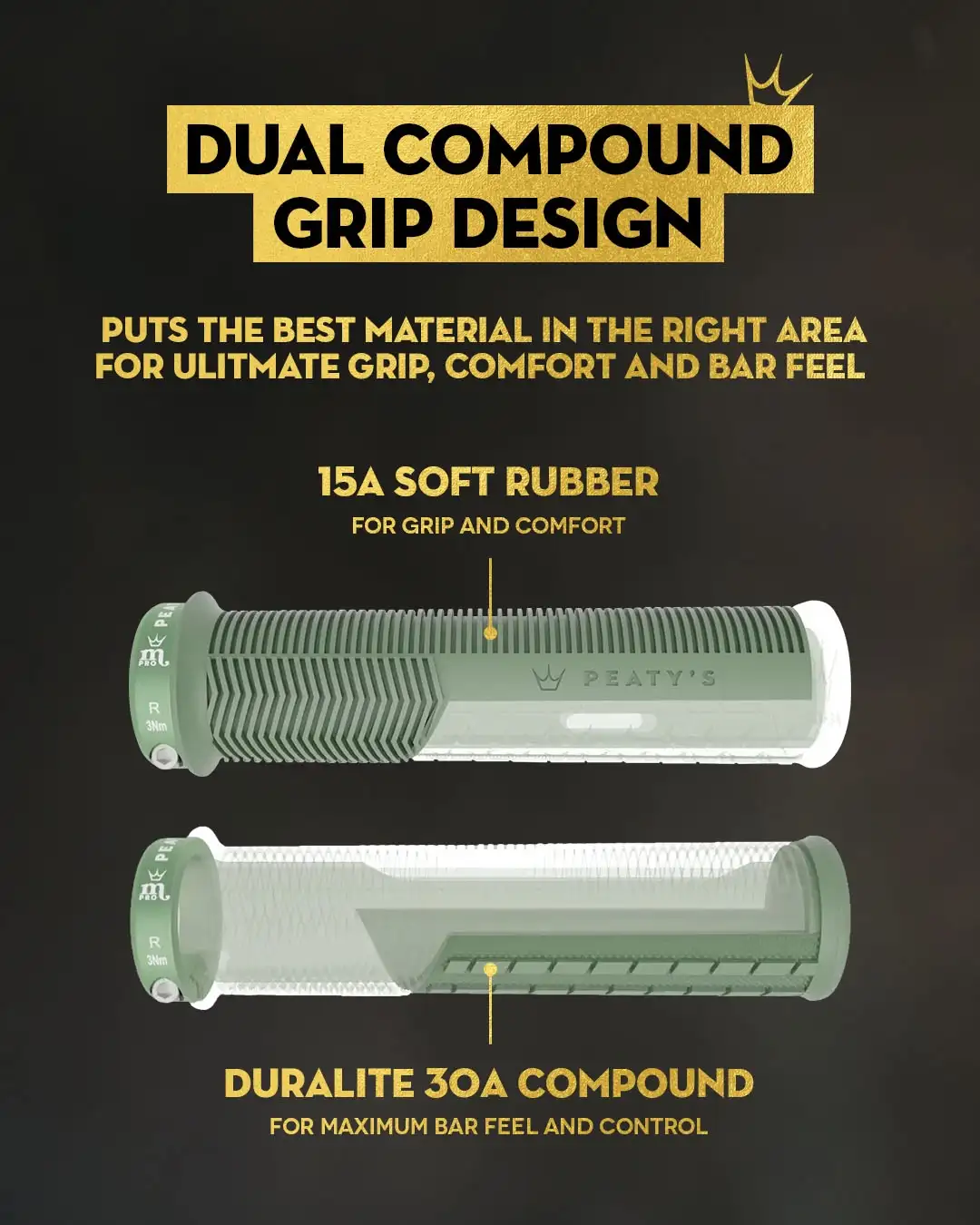 Peaty's Monarch Pro Grip Knurl – Thick - Sage - Bilde 3